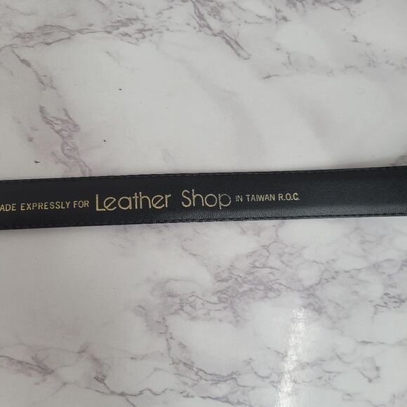 Leather Shop Black Snakeskin Snake Animal Print with Gold Toned Buckle - Picture 9 of 15